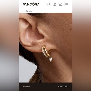 Pandora Dangling Heart Hoop Earrings